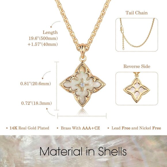 Gold Clover Necklace for Women - 14K Gold Plated CZ Pendant, Adjustable Choker - Picture 6 of 7